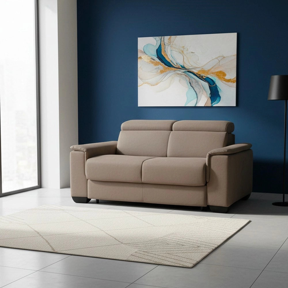 Divano Letto 2 posti in tessuto marrone caribou Mercurio 194x83x97H