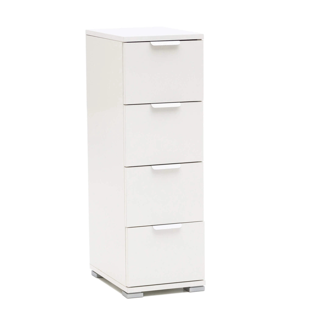 CASSETTIERA BASIC CON 4 CASSETTI IN COLORE BIANCO 27 X 38 X H 85 CM