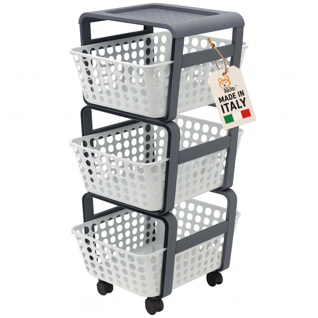 Akitaink Carrello Portatutto 3 Ripiani Bianco
