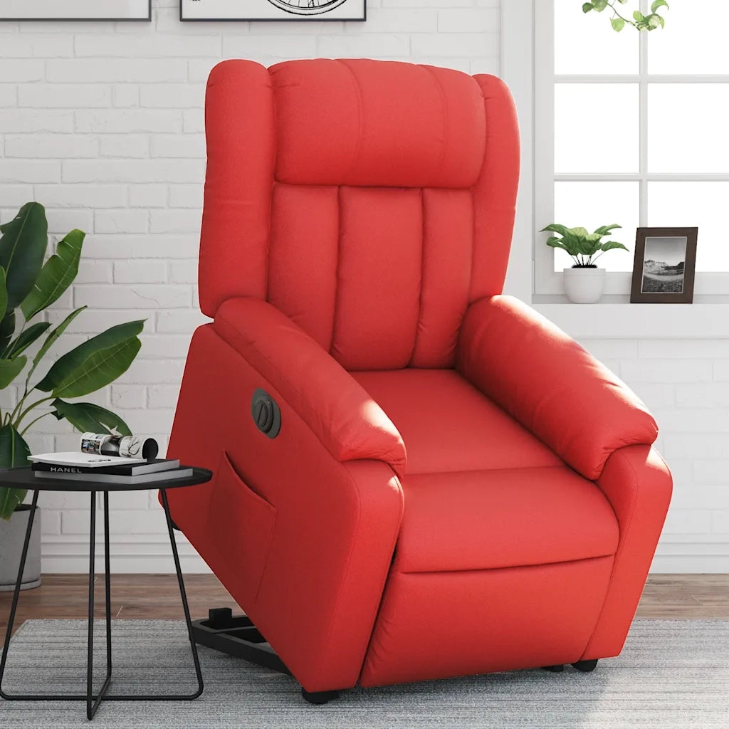 Poltrona Alzapersona Reclinabile Elettrica Rossa in Similpelle 3205283