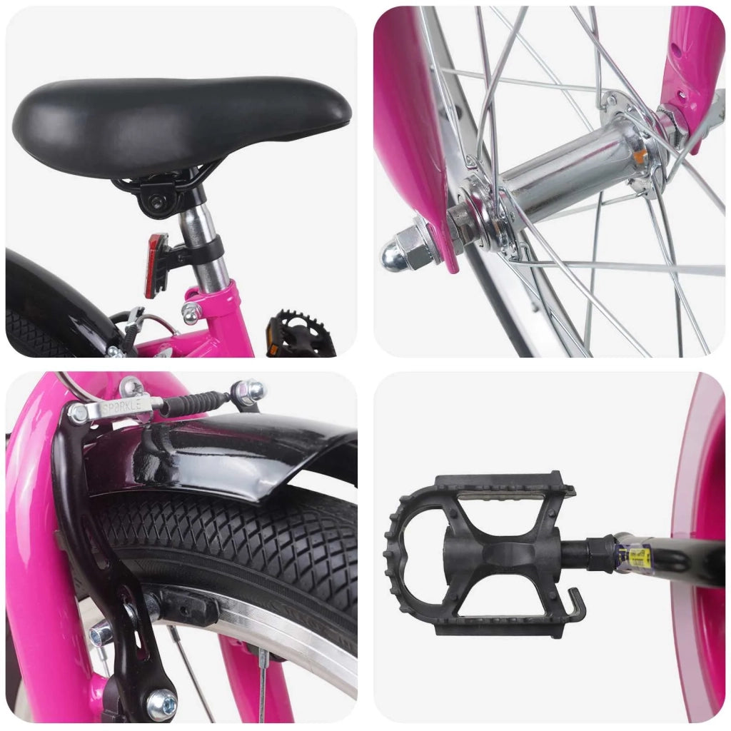 Bicicletta per Bambini 24 Pollici per 8-12 anni Nero Rosa