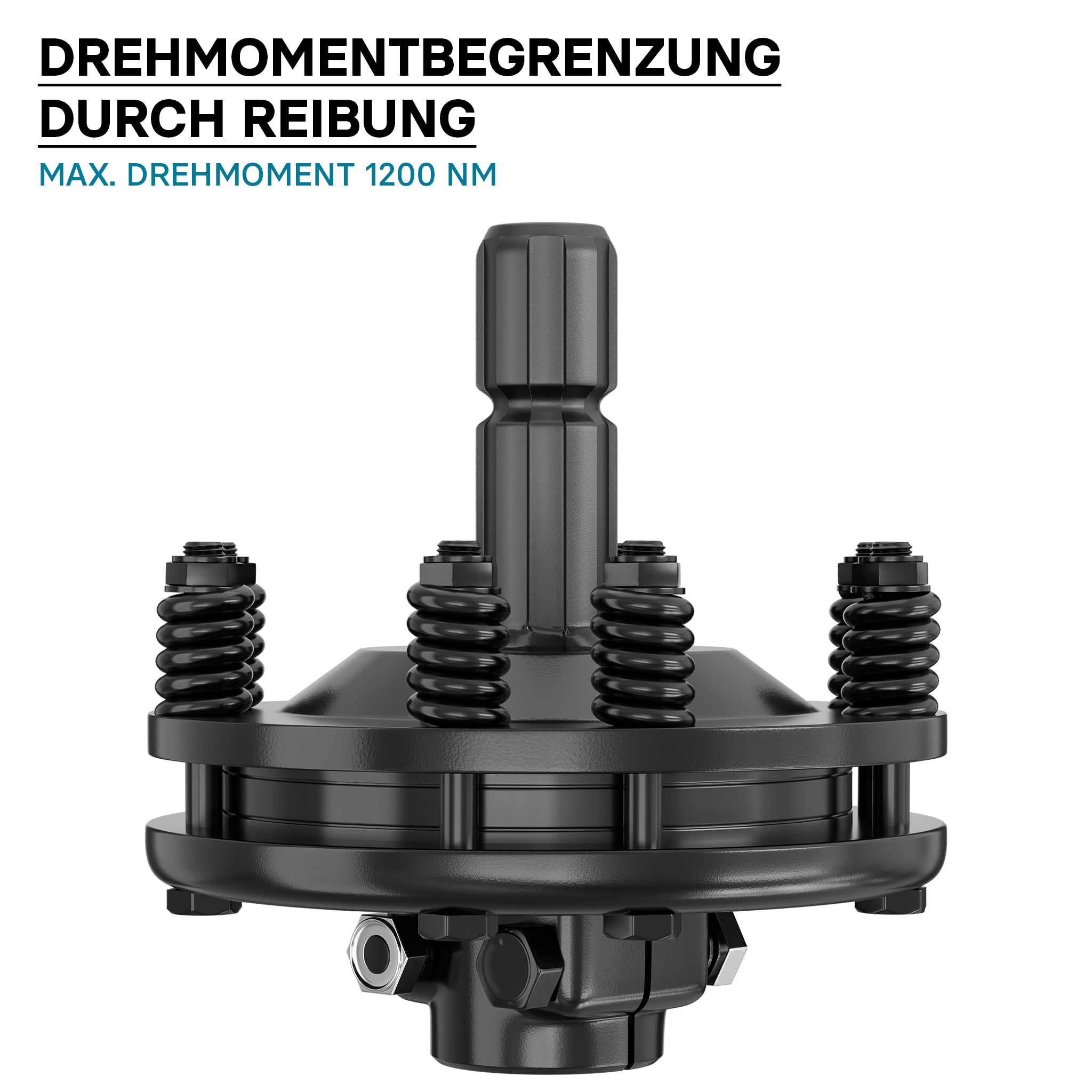 Frizione per albero cardanico scanalato a 6 denti Filetto esterno e interno 1 3/8" Max 1200Nm Nero