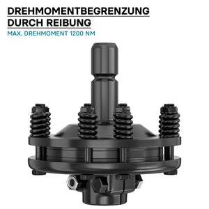 Frizione per albero cardanico scanalato a 6 denti Filetto esterno e interno 1 3/8" Max 1200Nm Nero