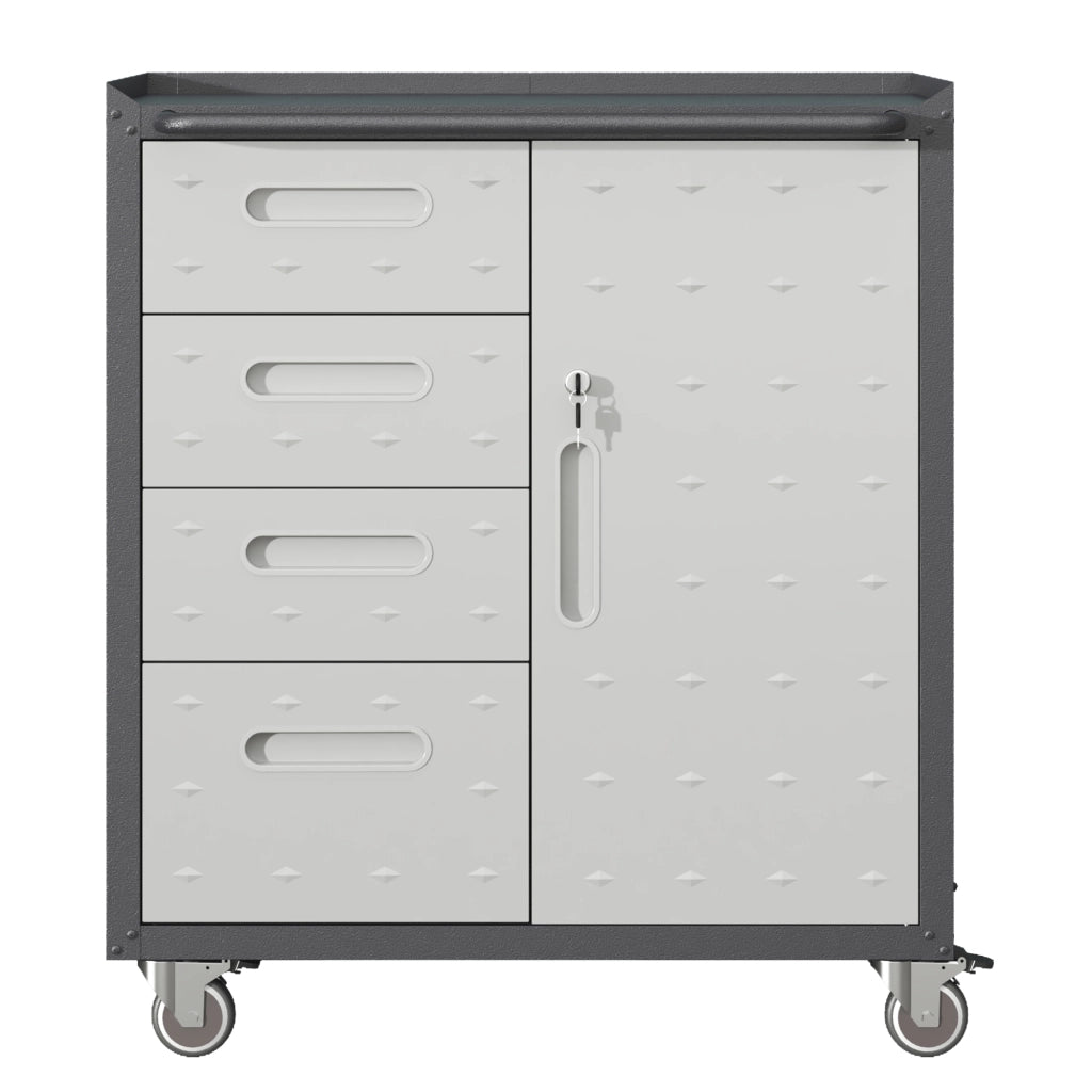 Armadio portautensili in metallo con ruote, 75 × 42 × 88 cm, nero/grigio