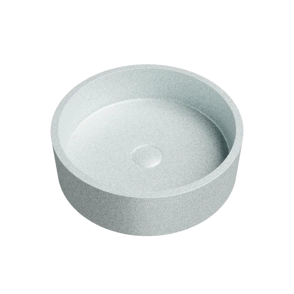 Lavabo da appoggio tondo in microcemento 39x12 cm bianco | Ness