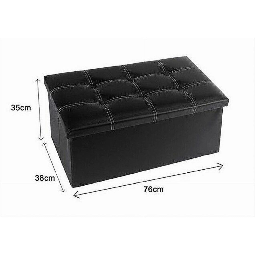 Trade Shop - Pouff Puff Pouf Contenitore Imbottito Portaoggetti Seduta Nero 76x38x35 Cm 79431 -