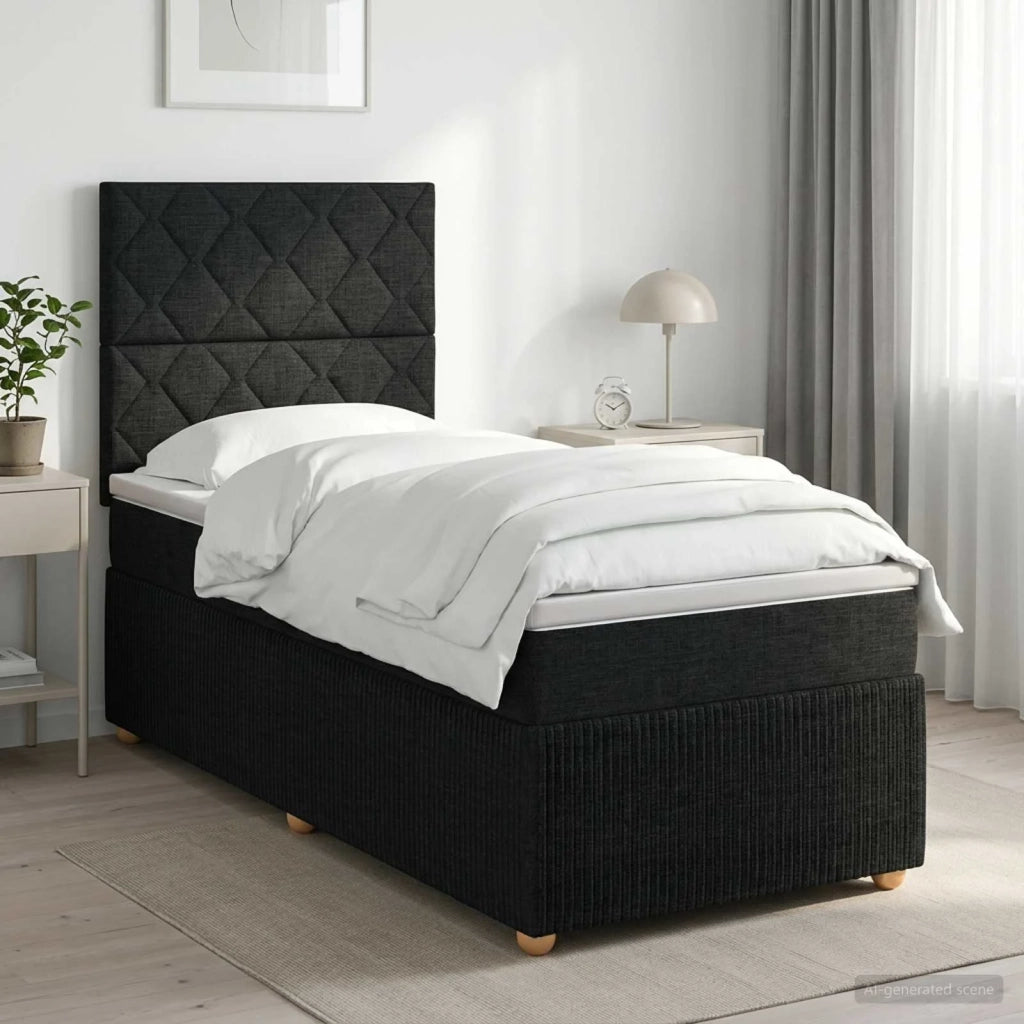 Letto box spring con materasso Nero 80 x 200 cm Tessuto 3454272