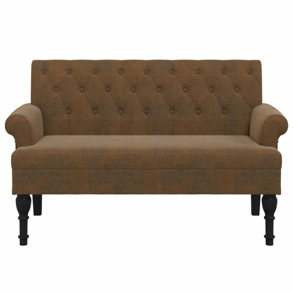 Panca con Schienale Marrone 120x62x75,5 cm in Scamosciato 372129