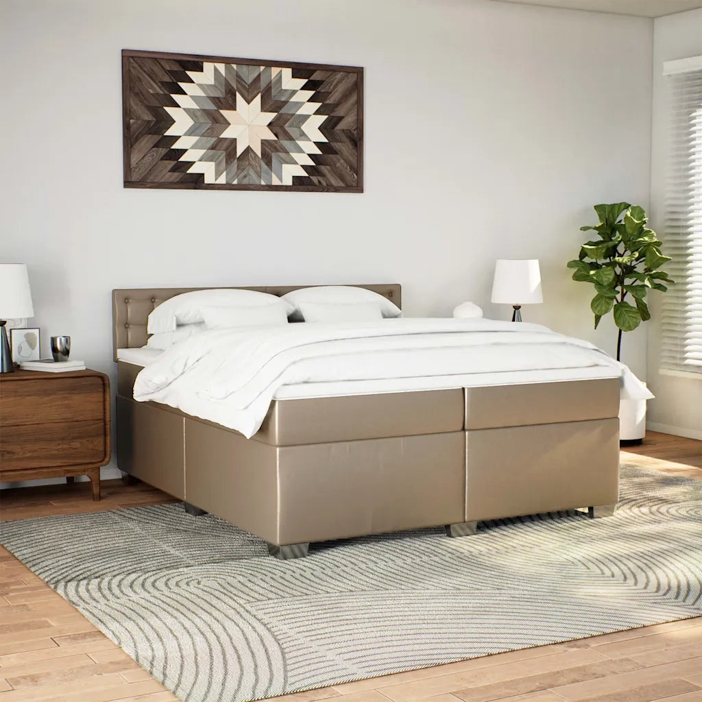 Giroletto a Molle con Materasso Cappuccino 200x200cm Similpelle 3286139
