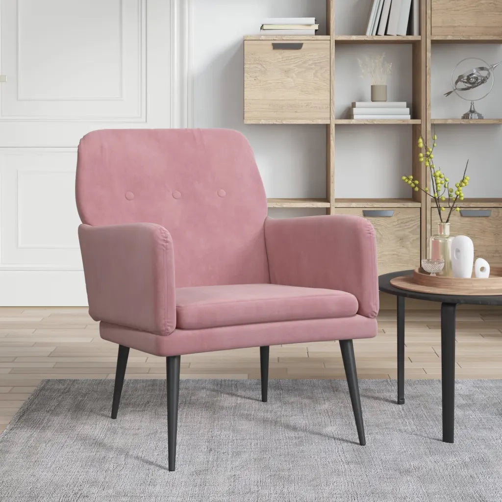 Poltrona | Sedia Relax Rosa 62x79x79 cm Velluto