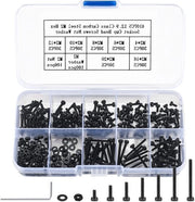 Set di viti in acciaio di carbonio M2 Premium a 410 pezzi con chiave a molla inclusa - Nero