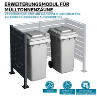 Estensione per copri bidoni della spazzatura, pannello copribidoni da esterno in acciaio antracite, porta bidoni, recinto frangivista cassonetti