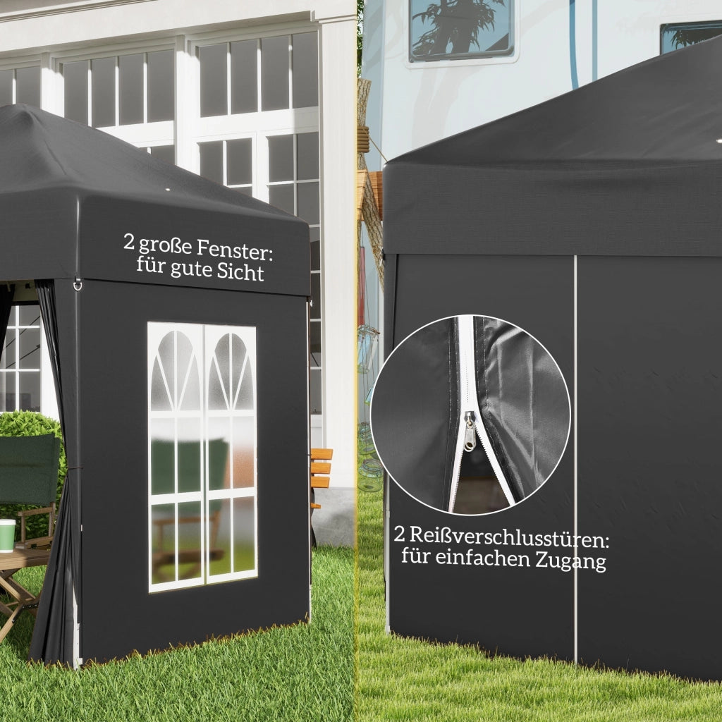 Gazebo pieghevole ¨C zephmum ¨C Grigio/Nero 2x2 m