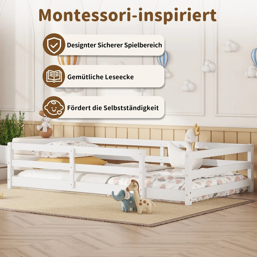 Letto Montessori con Sponde ¨C MINIMAL ¨C Pino Bianco 140x200
