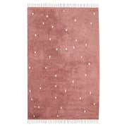 Tappeto per bambini in cotone colore rosso chiaro 140 x 200 cm con puntini multicolori Rettangolare