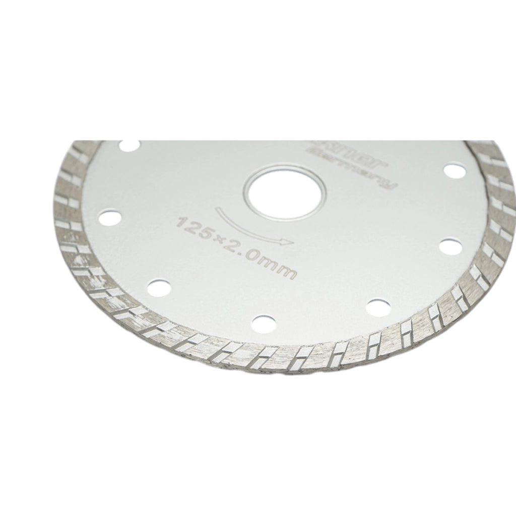 Lama diamantata turbo sinterizzata 125x2x22,23 mm, taglio a secco/umido per pietra, piastrelle, ceramica, marmo Breckner Germany