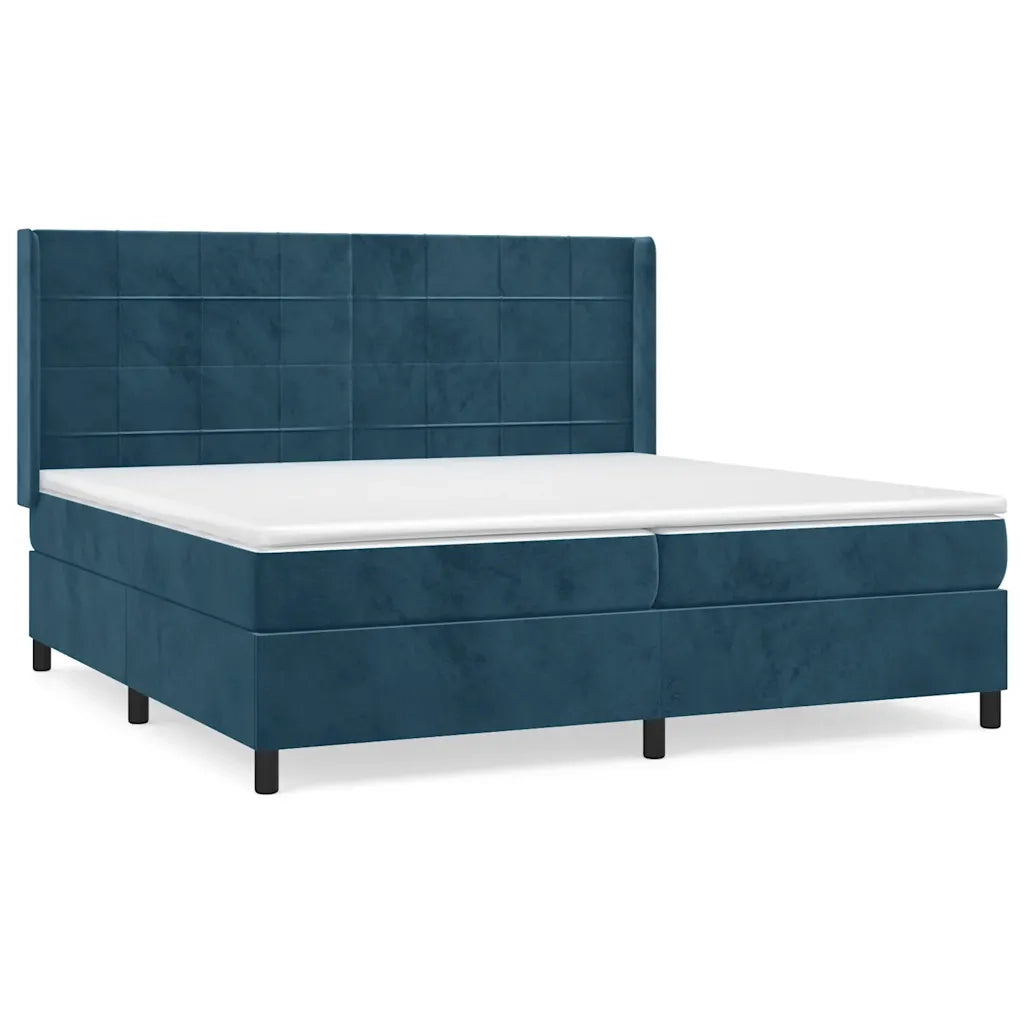 Giroletto a Molle con Materasso Blu Scuro 200x200 cm in Velluto 3132703