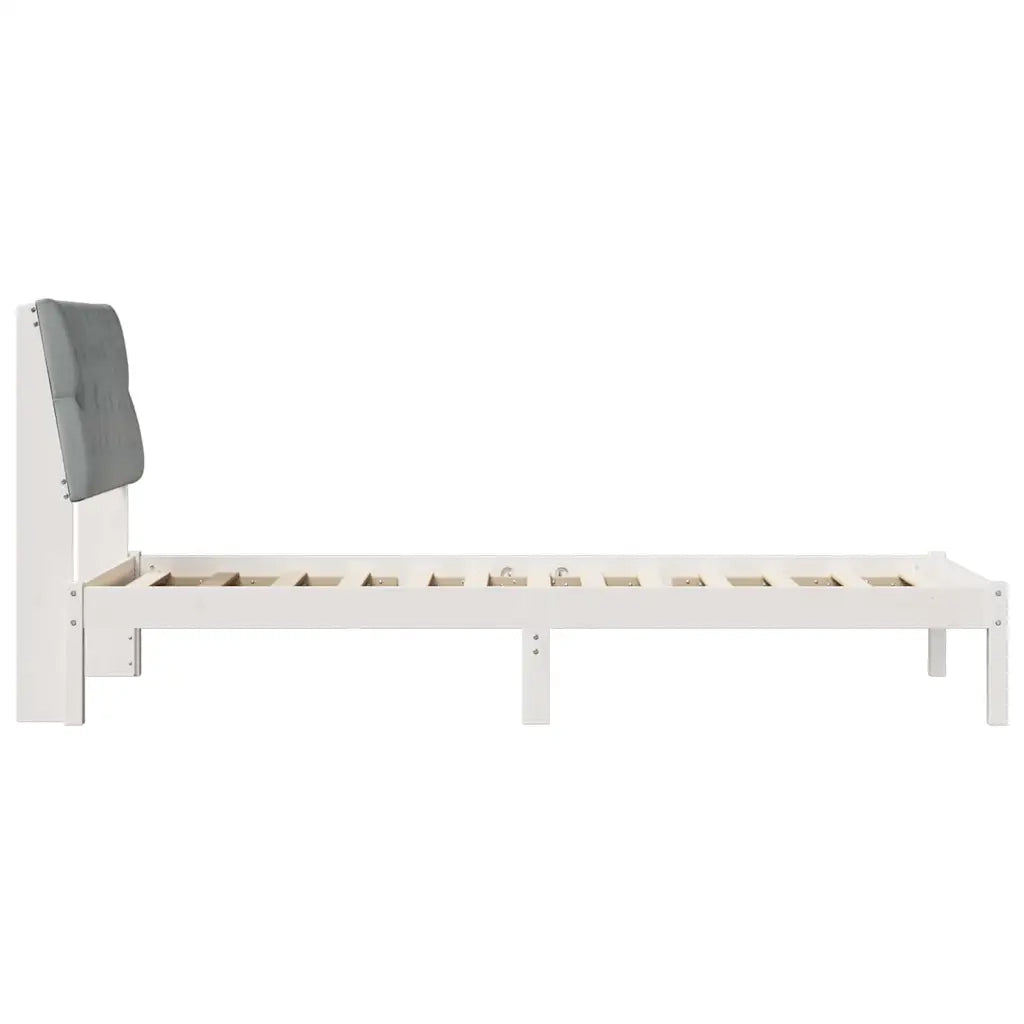 Letto con Testiera Rivestita-Struttura Letto con Testiera Bianco 90 x 200 cm