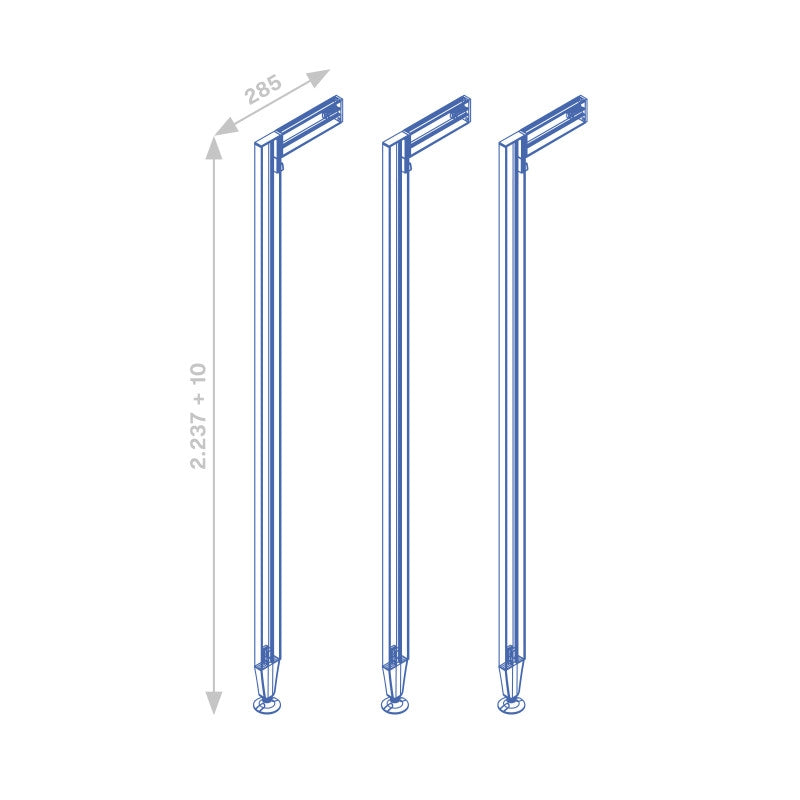Kit di 3 mensole con staffe e supporti a parete Jagmet, lunghezza 280 mm, Acciaio, Verniciato bianco