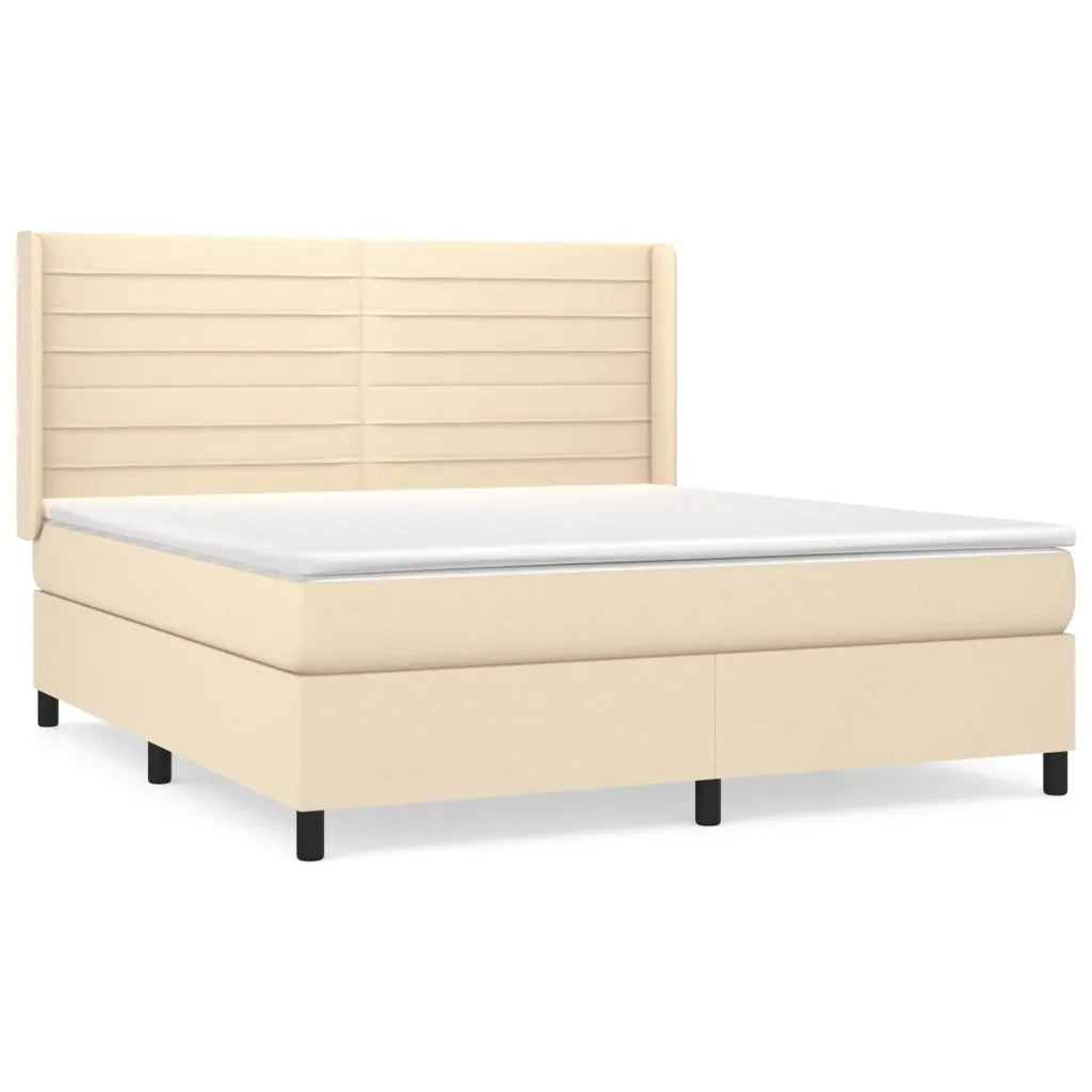 Giroletto a Molle con Materasso Crema 180x200 cm in Tessuto