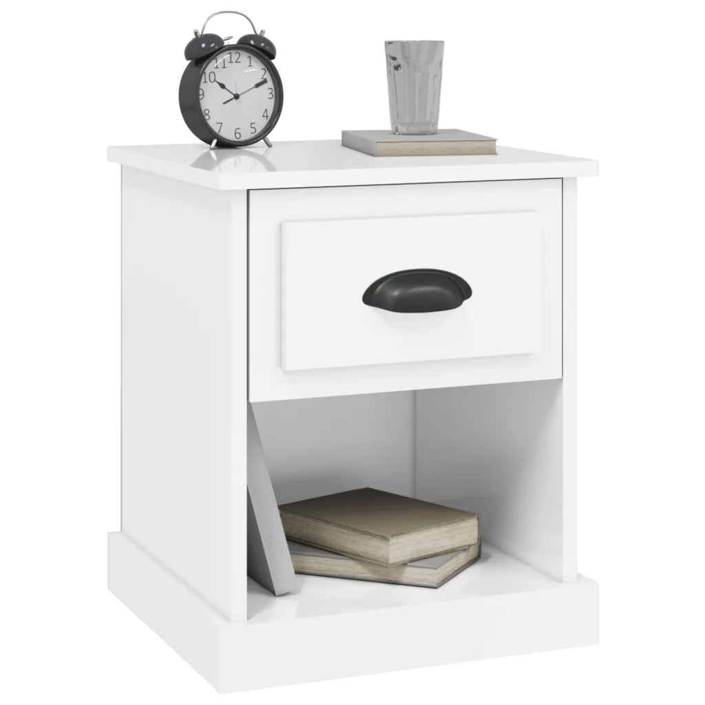 Comodini 2 pz-Set di 2 Tavolino da notte Bianco Lucido 39x39x47,5 cm in Legno Multistrato