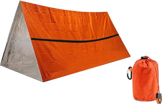 Tenda di sopravvivenza esterna, 245x157cm, impermeabile e isolante, con fodero in PE e ala in alluminio, per una tenda singola camera da letto, dimensioni 157*245cm, colore arancione.