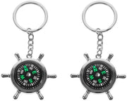 Due pezzi di appendiaventi con bussola argento unisex - Bussola - Accessorio da chiave portatile - Bussola miniaturizzata - Accessorio da tasca per la navigazione all'aperto - Strumenti portatili per la navigazione
