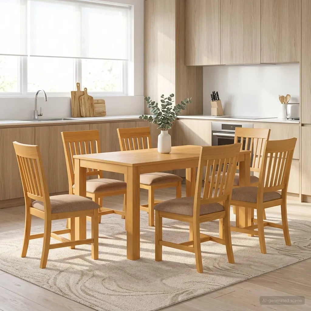 Set da pranzo 7 pz Grigio Legno di Quercia Massello 3430368