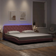 Giroletto con LED senza Materasso-Struttura Letto Rosa 200x200 cm in Velluto