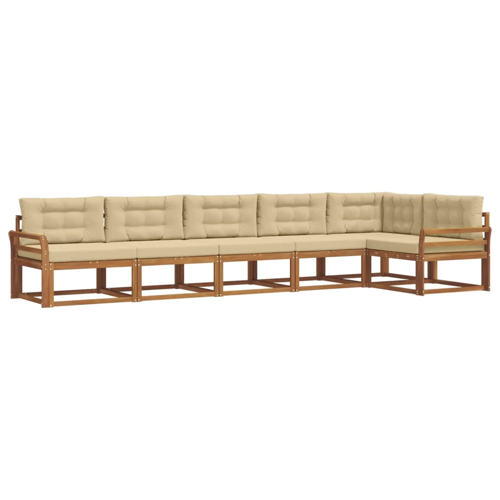 Set di divani da esterno con cuscino 6 pcs Naturale e Beige 3367651