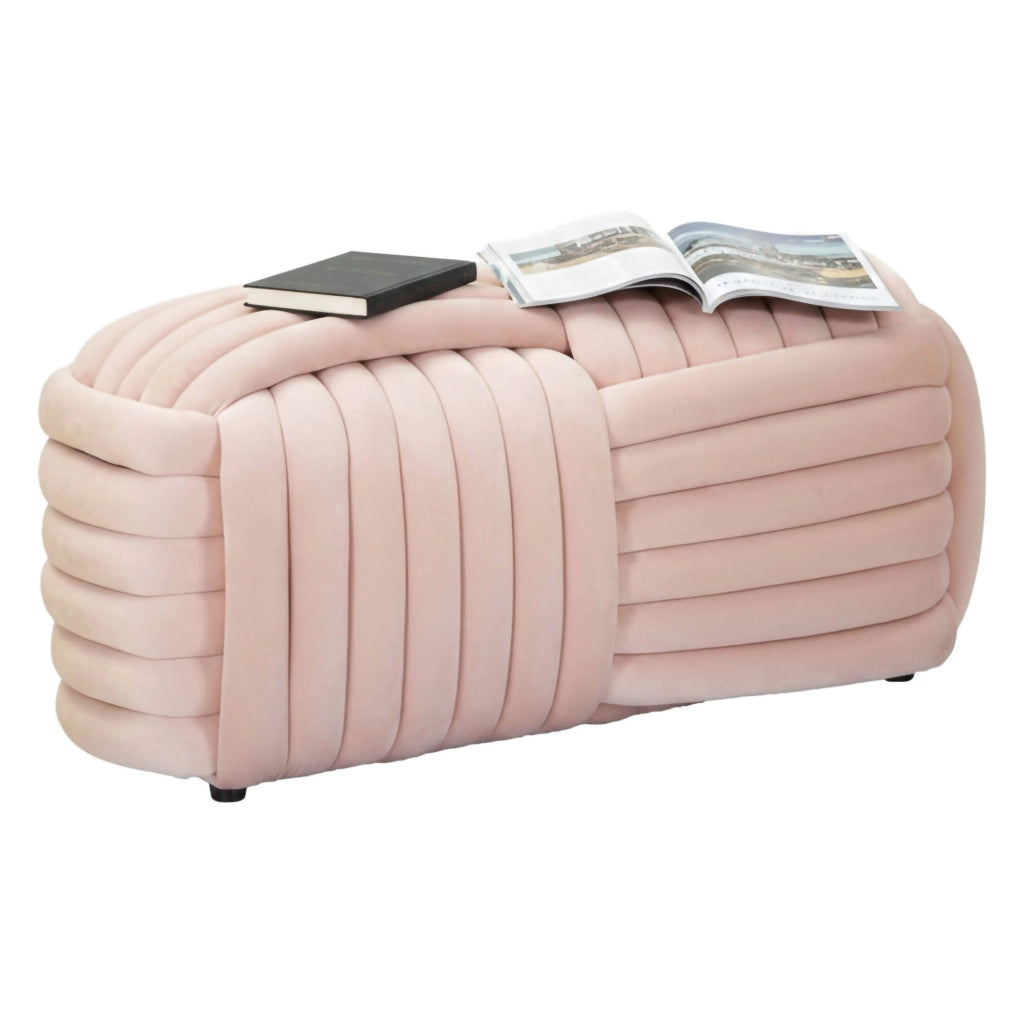 Panca Calcea, Panchina multiuso, Seduta per ospiti, Cassapanca multifunzione, 90x45 h45 cm, Rosa
