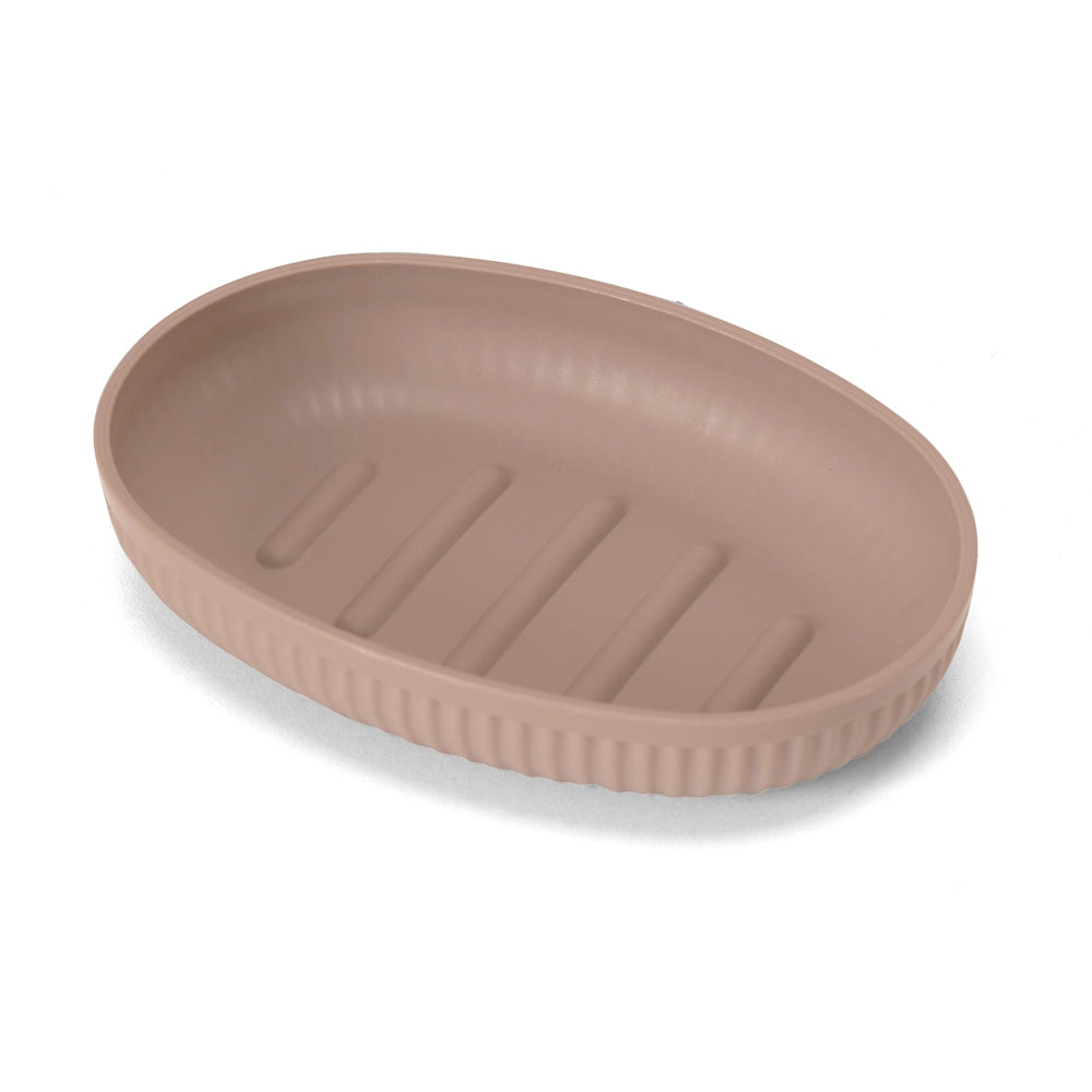 Porta saponetta da appoggio rosa in plastica rigida cannettata Arizona