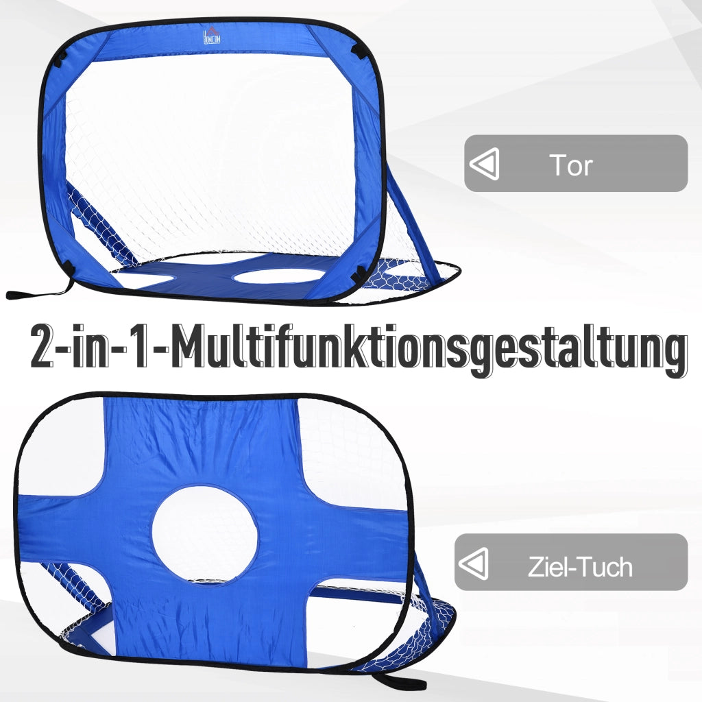 Porte da Calcio Pieghevoli ¨C Xylo ¨C Set 2 Pezzi con Borsa, Blu, 123x80x80cm