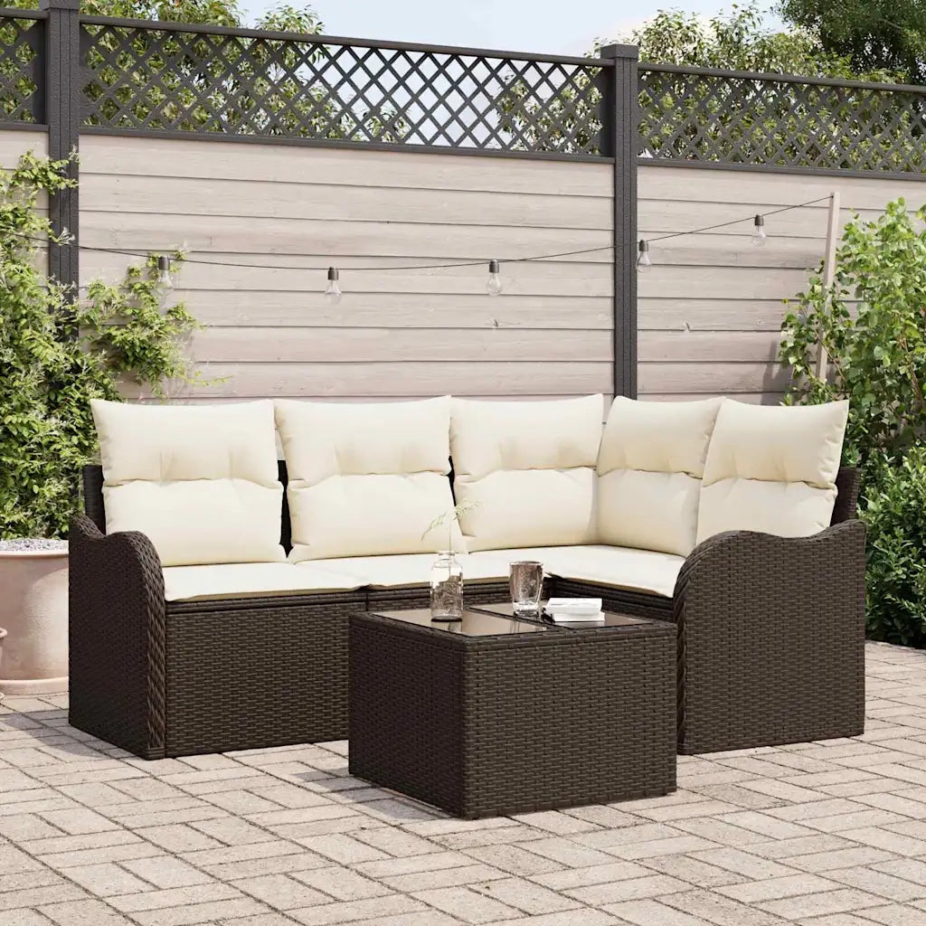 Set Divano da Giardino 5 pcs Grigio polyrattan 3354357