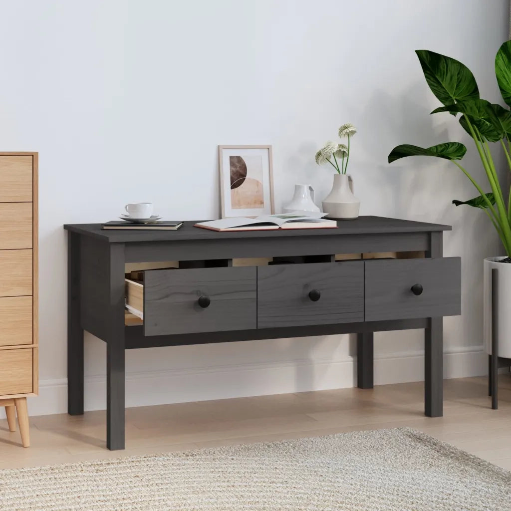 Tavolino da salotto | Tavolino da caff¨¨ | Tavolino da Soggiorno Grigio 102x49x55 cm Legno Massello di Pino