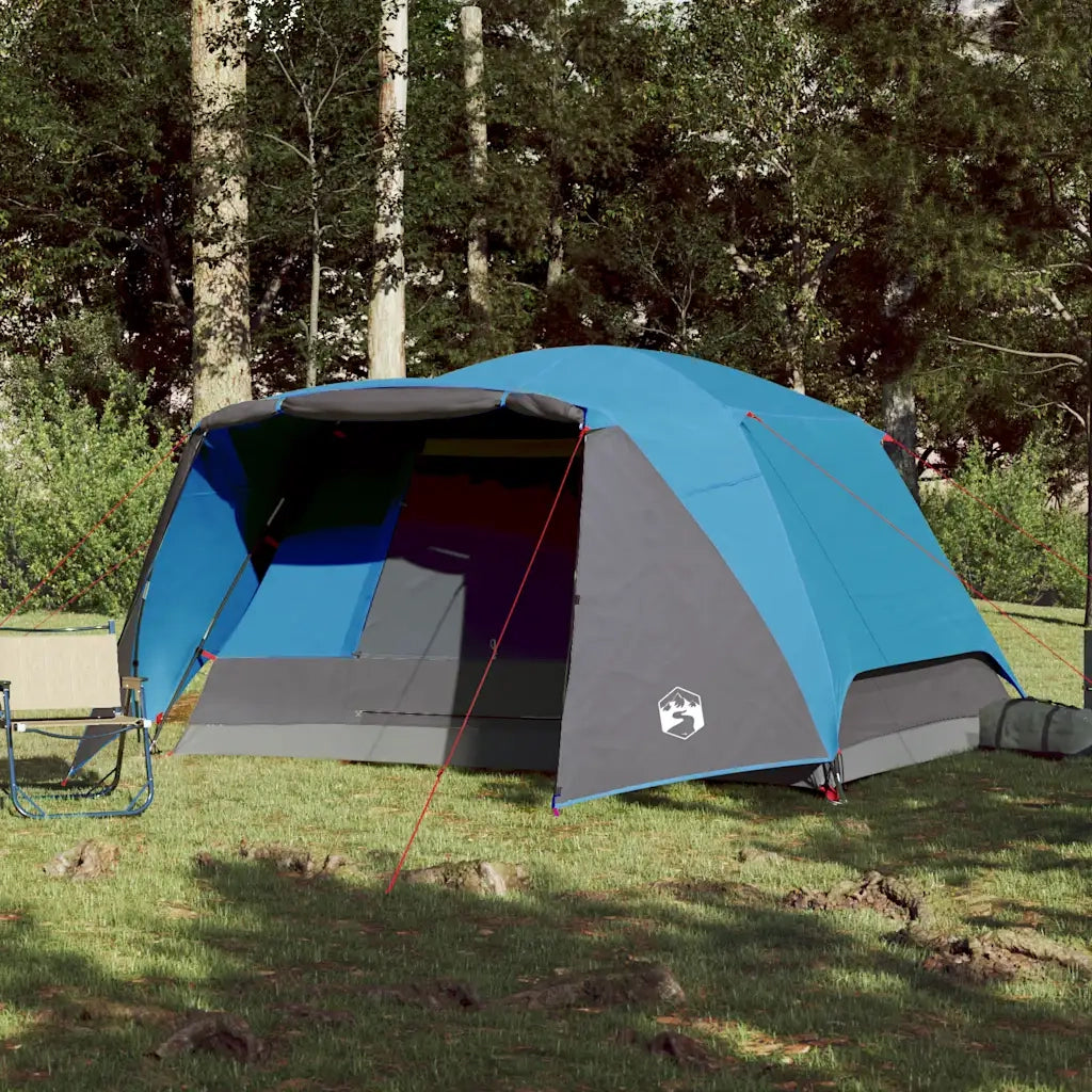 Tenda da Campeggio con Portico per 4 Persone Blu Impermeabile 94419