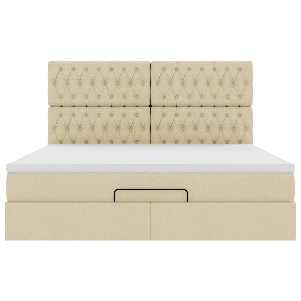 Struttura Letto Pouf con Materasso Crema 180x200 cm in Tessuto 3314112