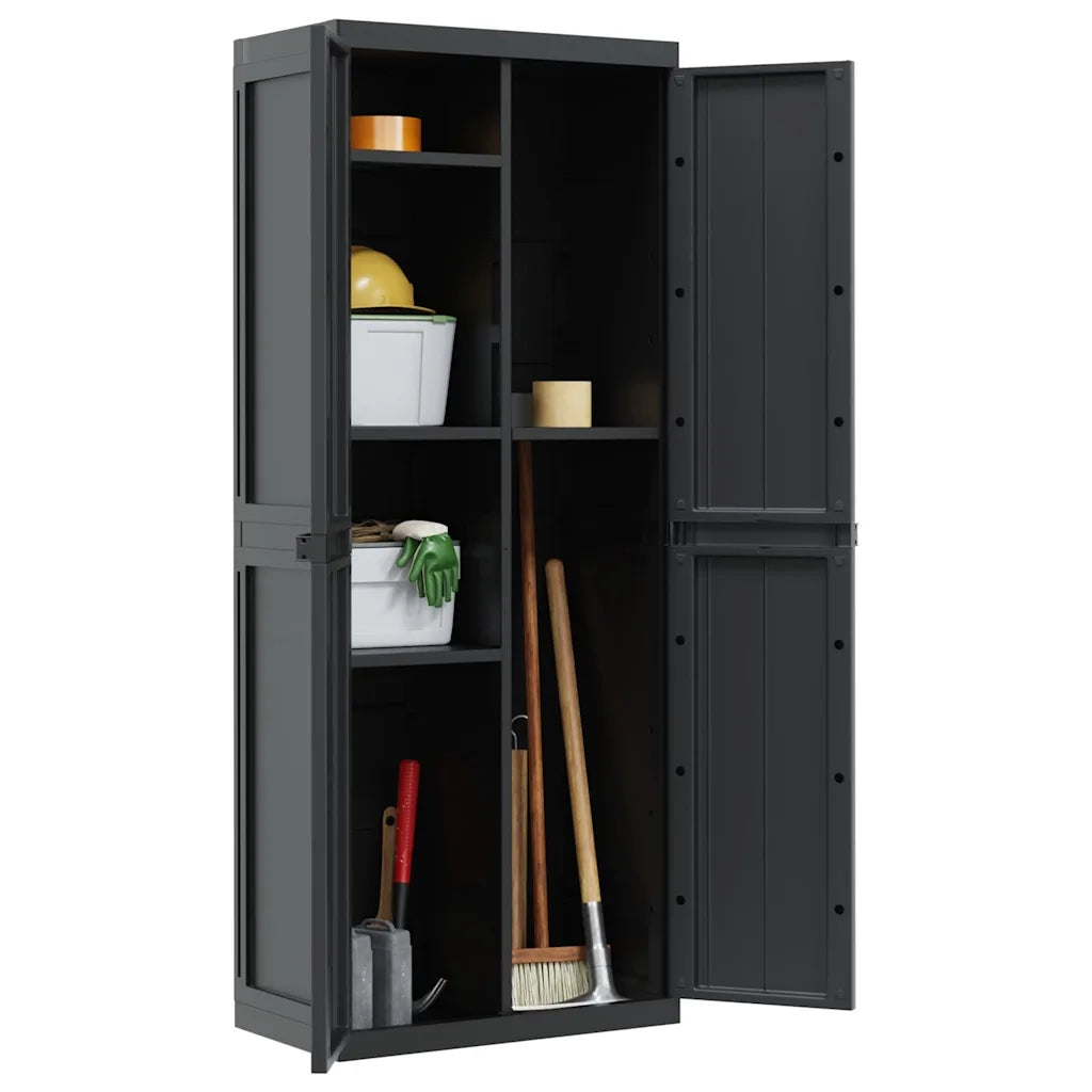 Armadio da Esterno Nero 65x37x165 cm in PP 364205