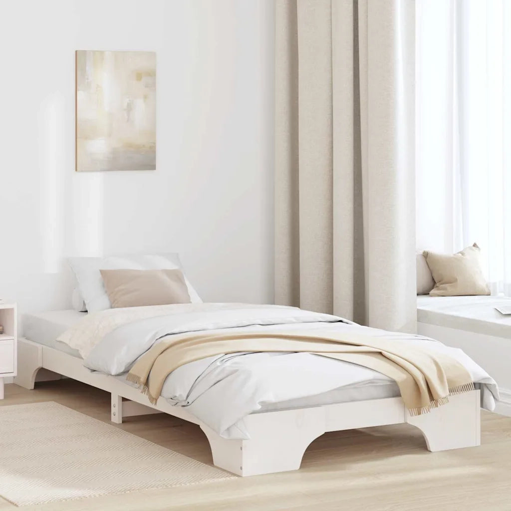 Struttura del letto Bianco 100 x 200 cm Pino massello 872876