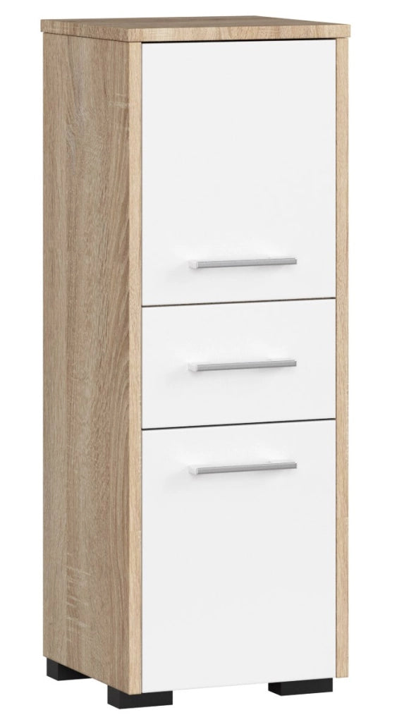 Mobile bagno AKORD Sonoma Quercia 30 cm 2 ante 1 cassetto inserto frontale Bianco 30x30x85 cm