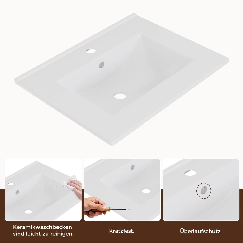 Mobile lavabo sospeso bianco con lavabo integrato e LED sensore