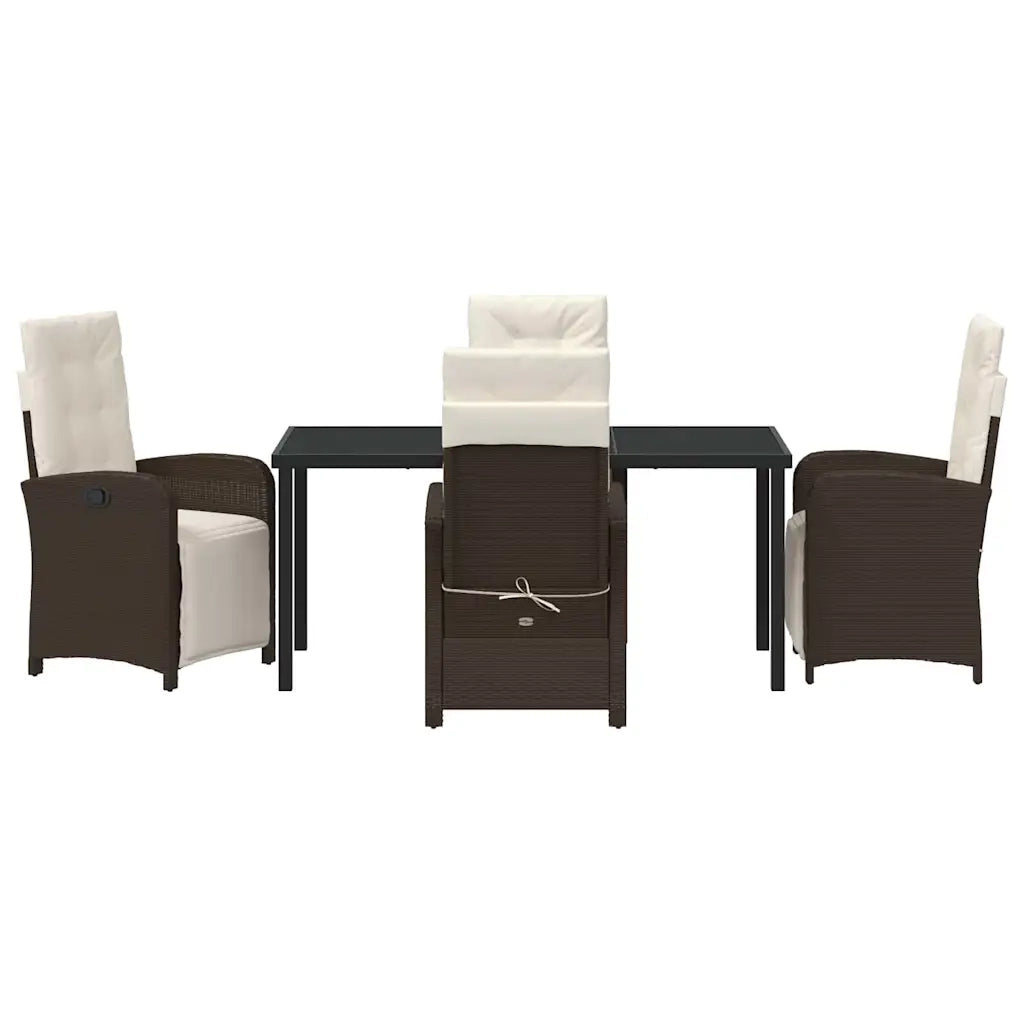Set da Pranzo per Giardino con cuscino 5 pcs Marrone polyrattan 3380319