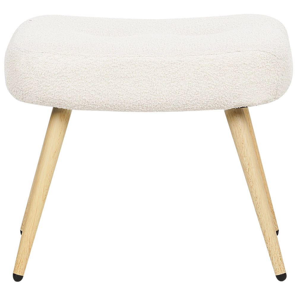Poltrona rivestita in tessuto beige con motivo floreale con poggiapiedi in stile retrò