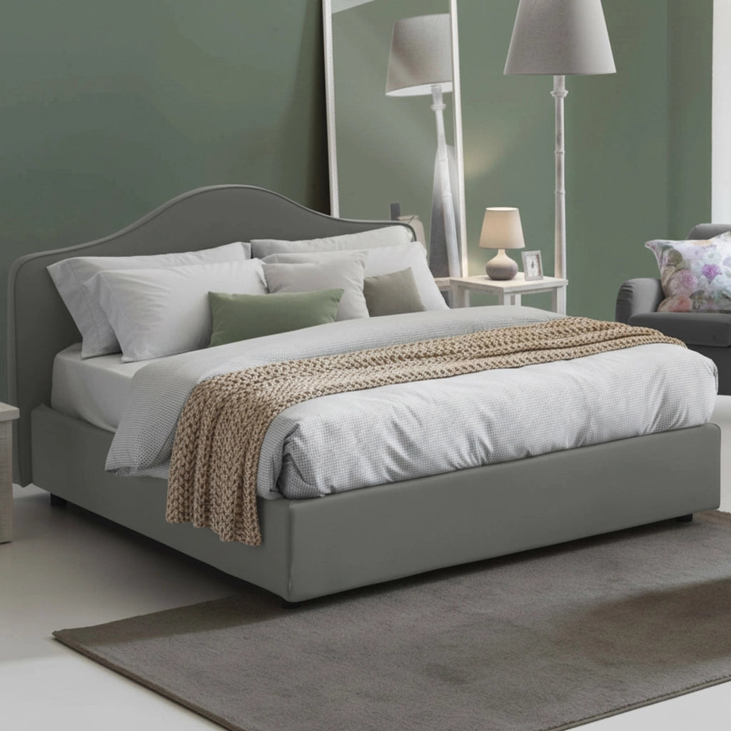Letto Matrimoniale Akym, Letto Matrimoniale Materasso Incluso Made in Italy, Grigio