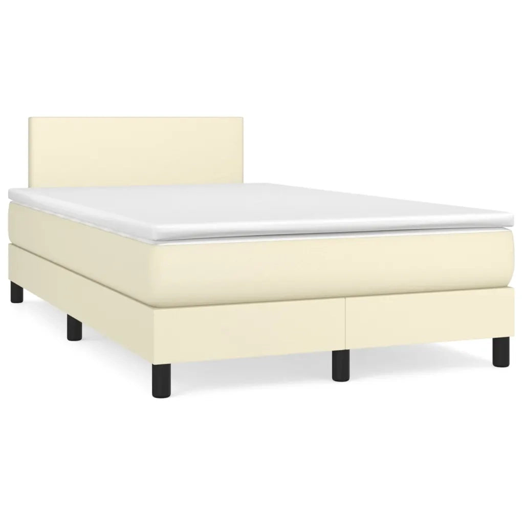 vidaXL Giroletto a Molle con Materasso Crema 120x200 cm in Similpelle