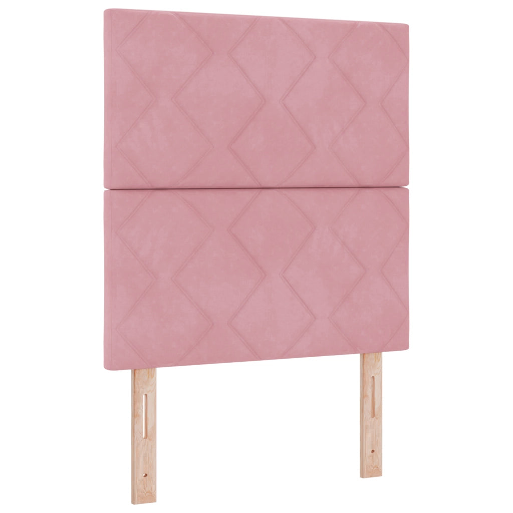 Letto Box Spring  con Materasso Rosa 80x200 cm in Velluto