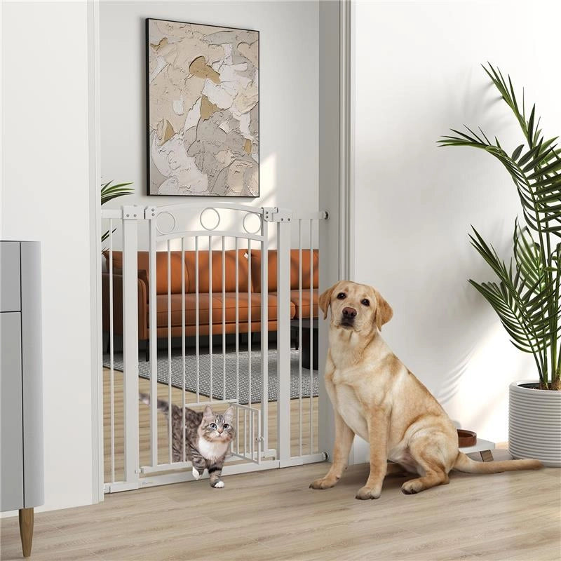 CANCELLINO PER CANI REGOLABILE DA 76-104 CM CANCELLETTO ALTO 106 CM CON 2 ESTENSIONI BIANCO