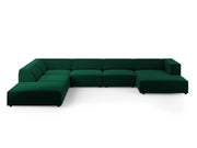 Cosmopolitan Design - Divano panoramico sinistro "Arendal" 7 posti in velluto verde bottiglia 
