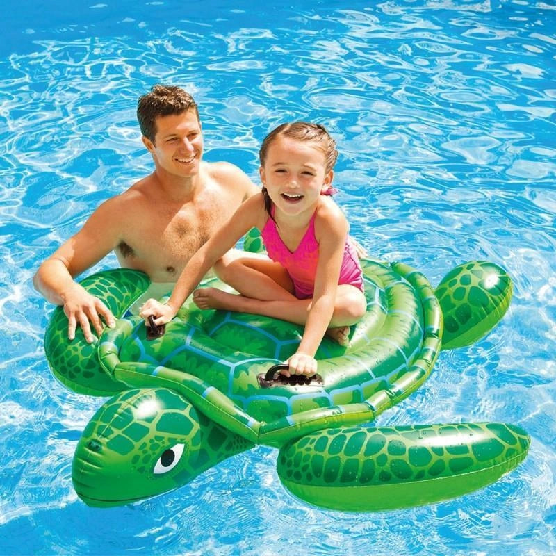 Intex 57524 Cavalcabile Gonfiabile Tartaruga 150x127 cm Vinile 40 Kg carico max 2 maniglie colore Verde