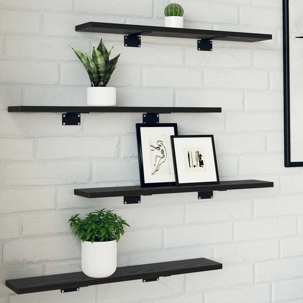 Scaffale 4 pcs Nero 60 x 10 x 1,5 cm Legno multistrato 875051